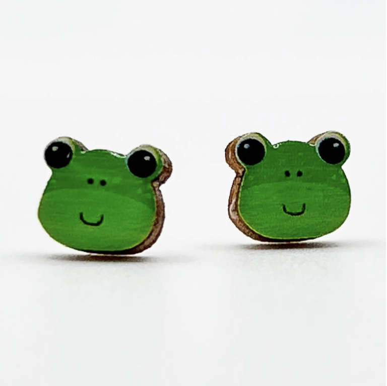 Ticketyboo Frog Wooden Earrings